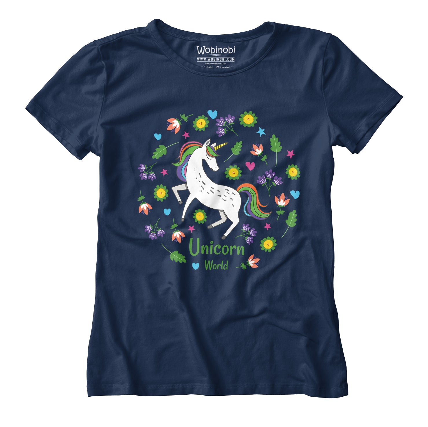 Wobinobi Unicorn World Girls T-Shirt 100% Cotton –